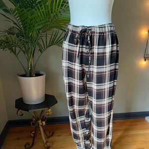 Brown & tan ‘Jules & Leopald’ plaid loose fit pant